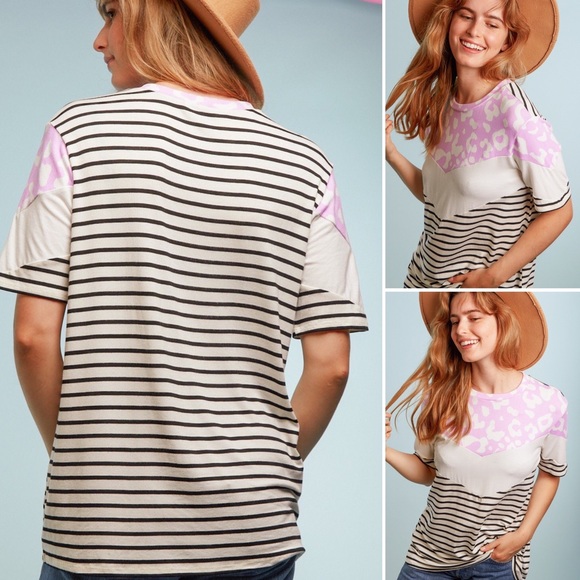 SALE NWT Boutique Cheetah Stripes Top S - M - L - Picture 3 of 7